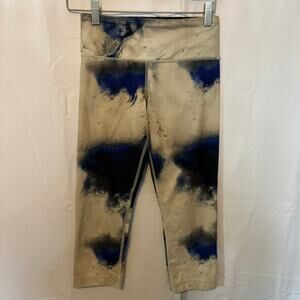 Lululemon Wunder Under Crop Leggings Size 4 Blue Tie Dye Yoga Pants